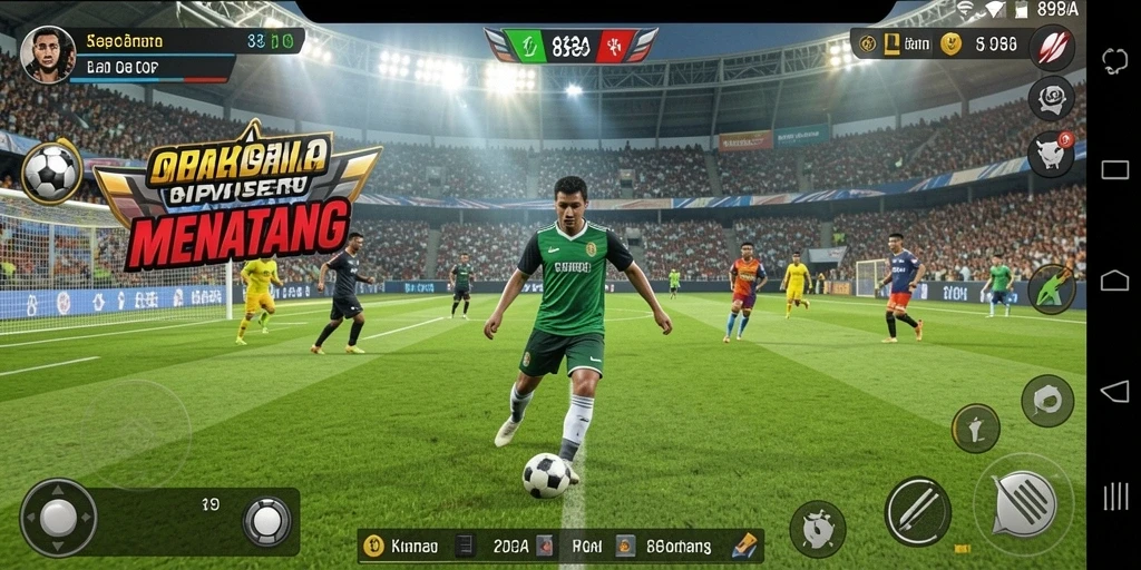 Gameplay seru dari 898A yang menghadirkan aksi sepak bola nyata.