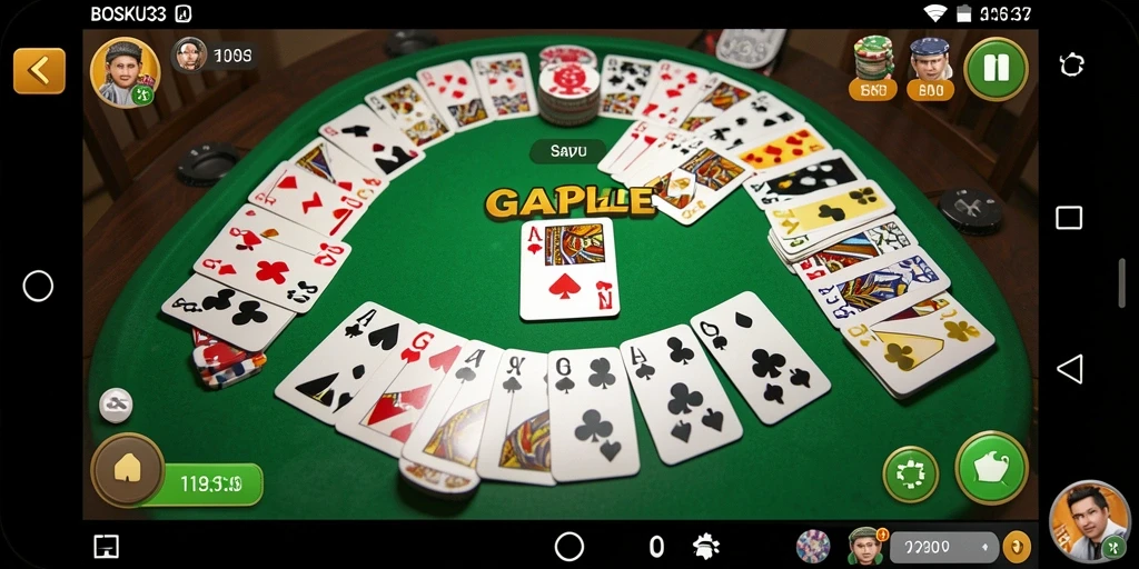 Tampilan gameplay BOSKU33 di mana pemain bersaing dalam Gaple.
