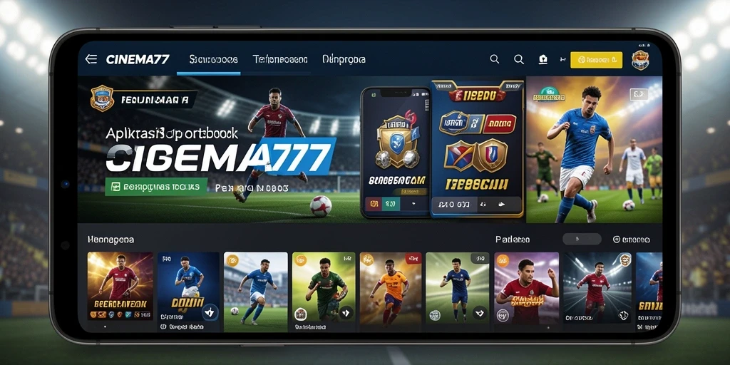 Screenshot CINEMA77 dengan tampilan antarmuka Sportsbook yang menarik.
