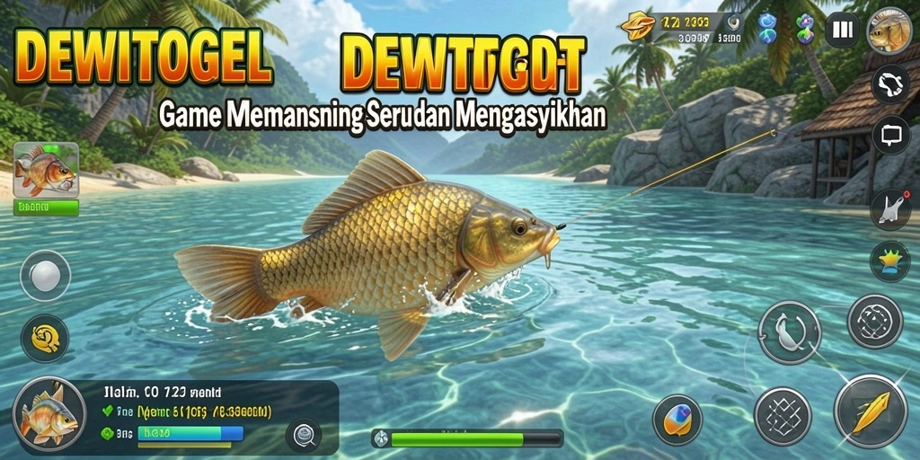 Screenshot gameplay DEWITOGEL menampilkan aksi memancing yang seru.