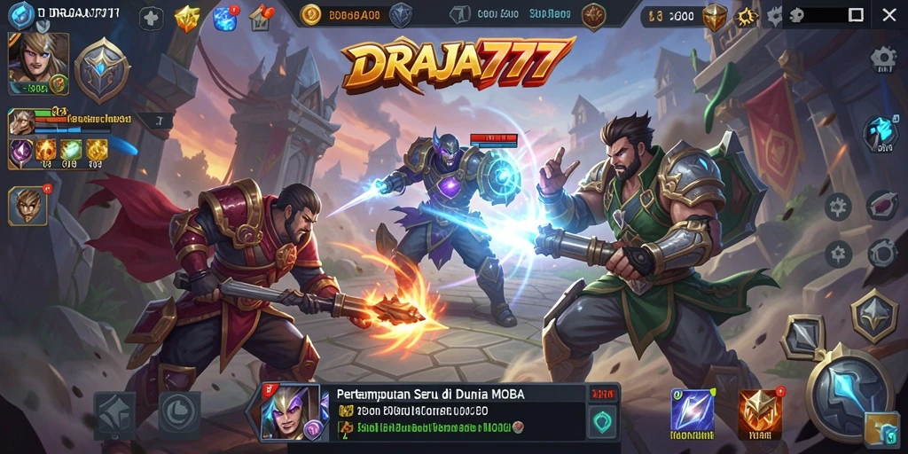 Tampilan gameplay DRAJA777 yang mendebarkan di arena MOBA.
