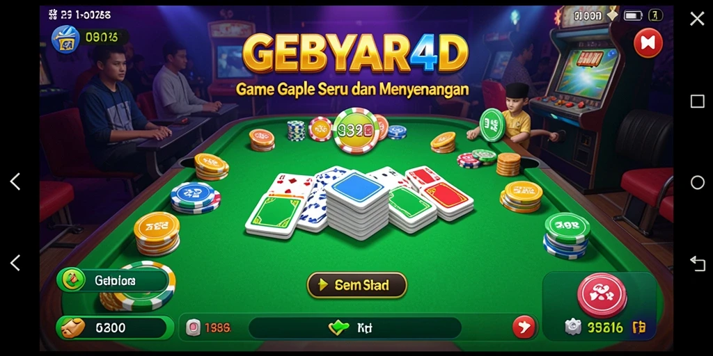 Tampilan gameplay GEBYAR4D yang menarik dan penuh aksi Gaple.