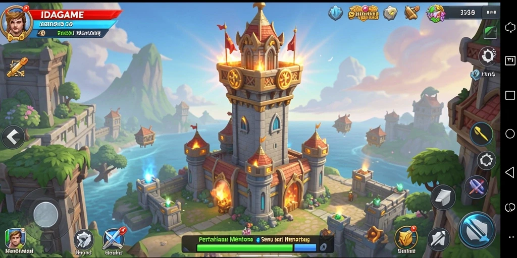 Tangkapan layar IDAGAME menampilkan aksi menara pertahanan yang intens.