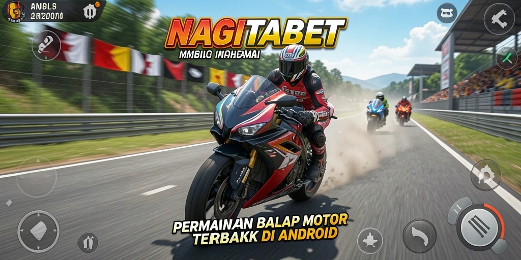 Screenshot NAGITABET menampilkan aksi balap motor yang mendebarkan.