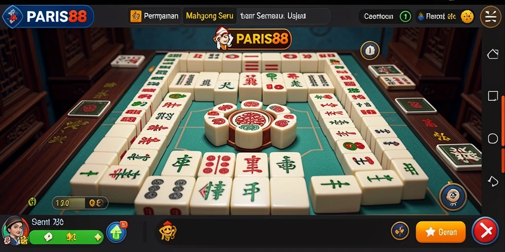 Screenshot PARIS88 menampilkan permainan Mahjong yang seru dan penuh warna.