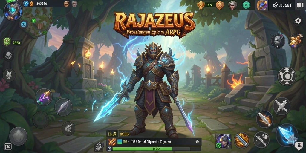 Tampilan dinamis dari gameplay ARPG RAJAZEUS yang penuh aksi.