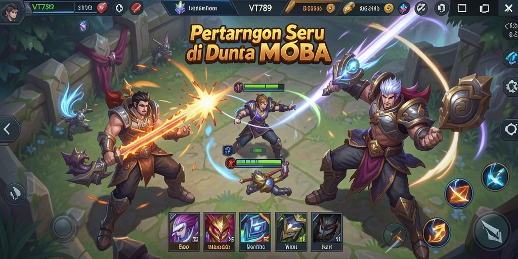 Tangkapan layar gameplay <strong>VT789</strong> menampilkan aksi seru di arena MOBA.