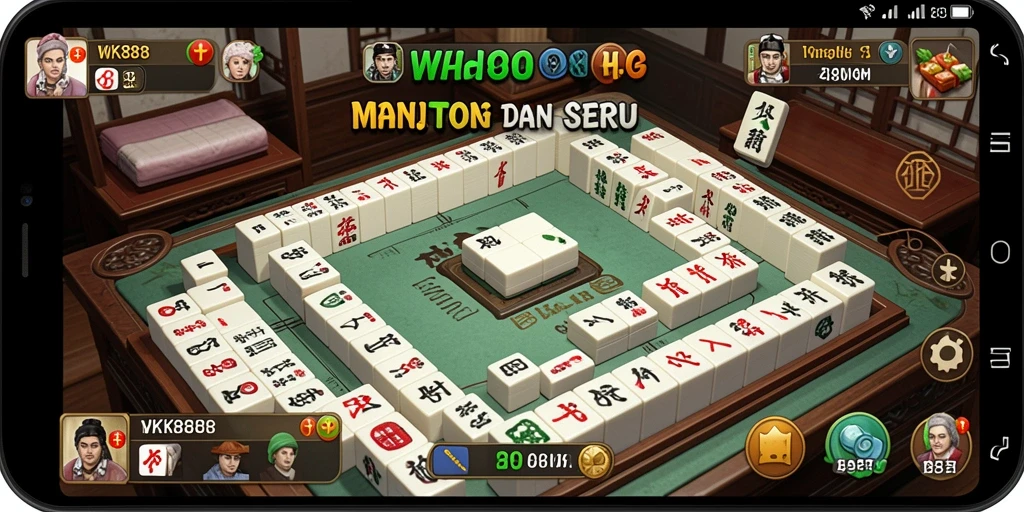 Screenshot gameplay WK888 menampilkan suasana seru permainan Mahjong.